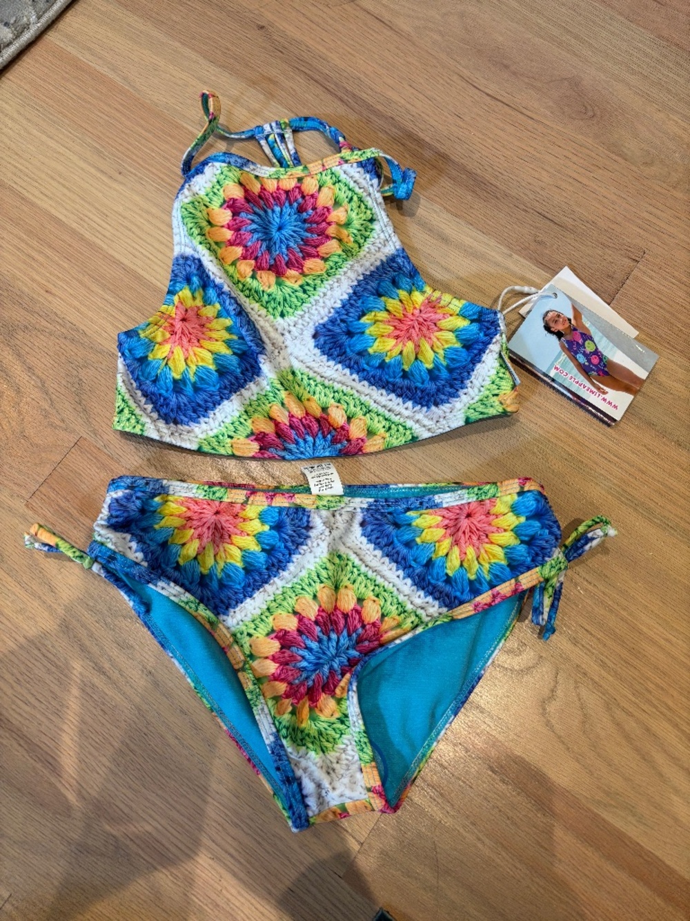 Limeapple Aolani Crochet Print 2-Piece Swimsuit with braided back